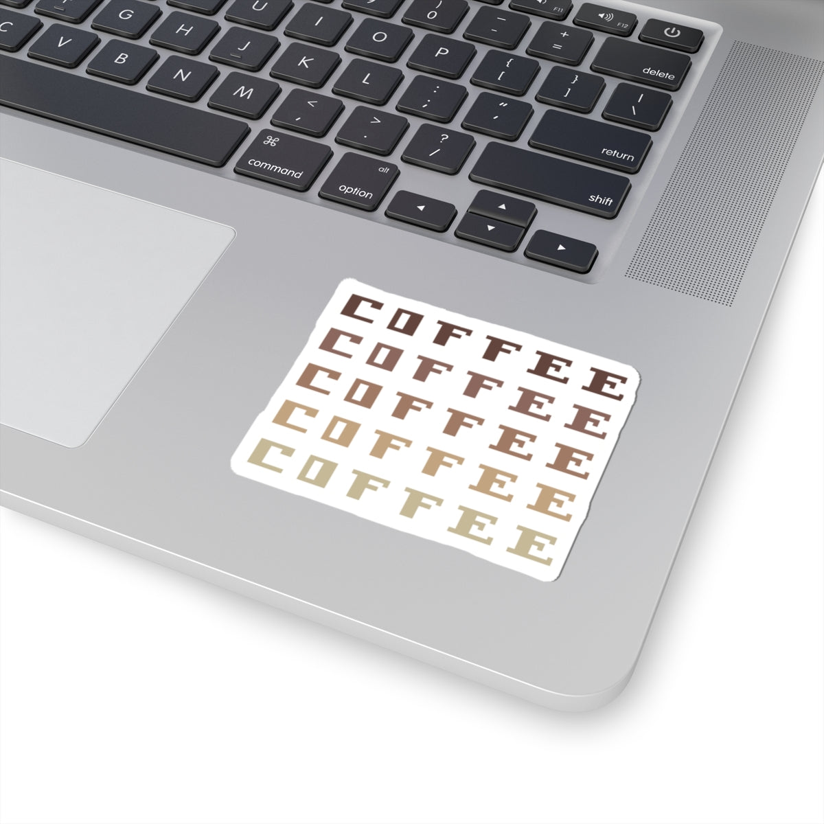 Coffee Gradient Sticker — Retro Block Text Kiss-Cut Decal for Laptops & Tumblers