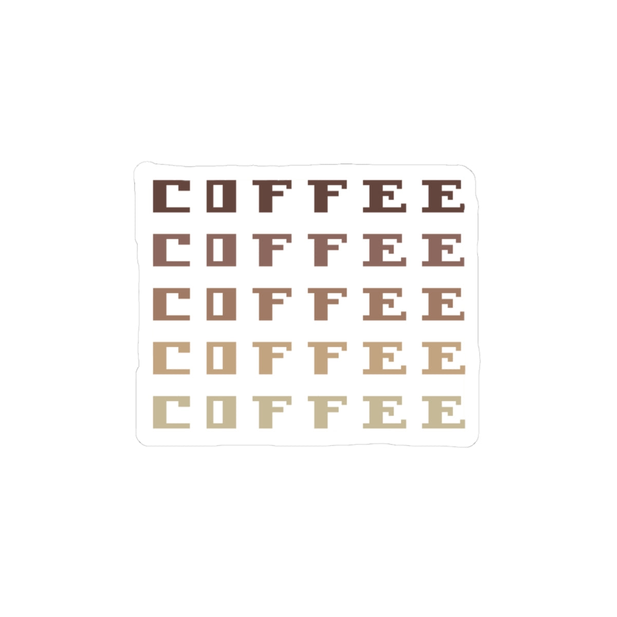 Coffee Gradient Sticker — Retro Block Text Kiss-Cut Decal for Laptops & Tumblers