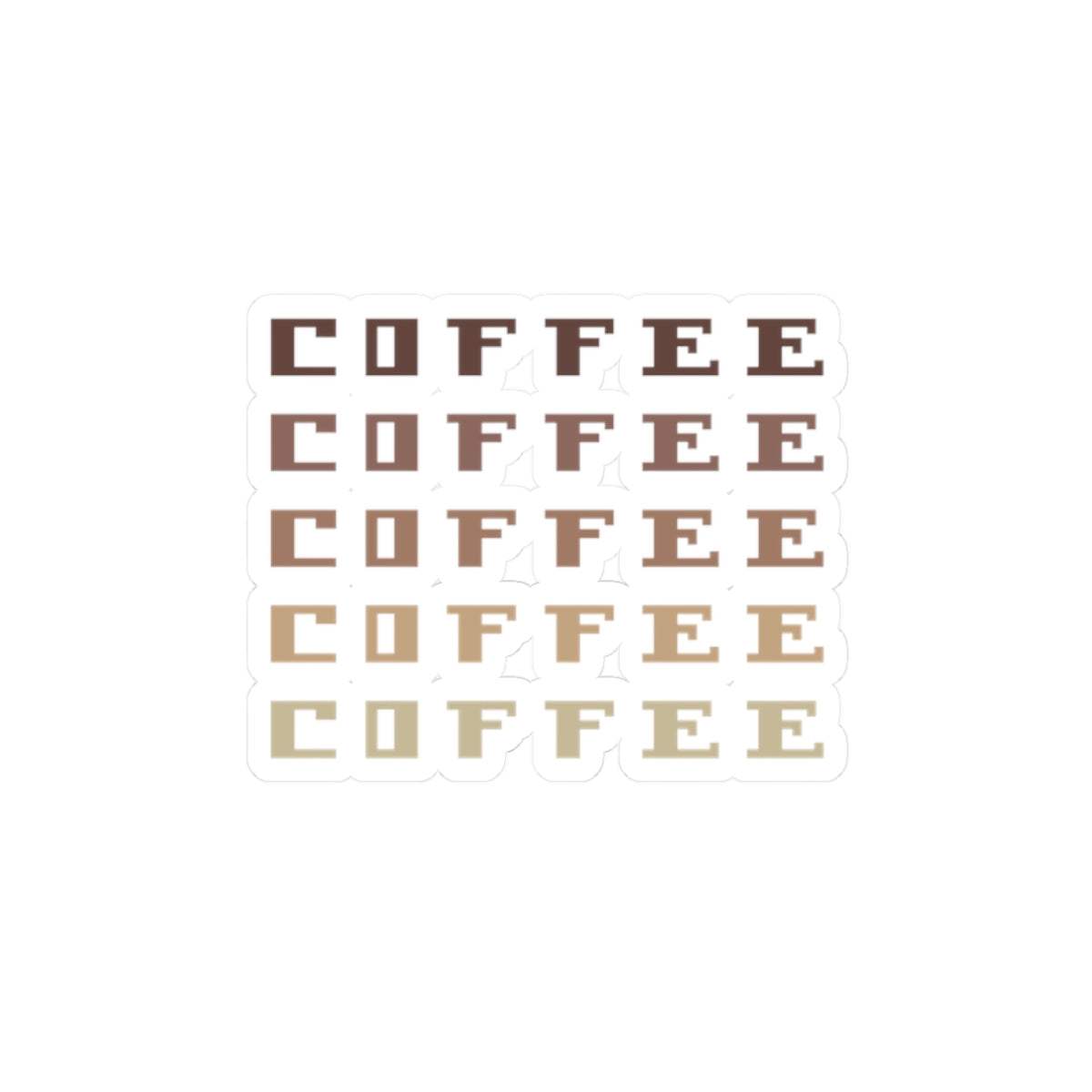 Coffee Gradient Sticker — Retro Block Text Kiss-Cut Decal for Laptops & Tumblers